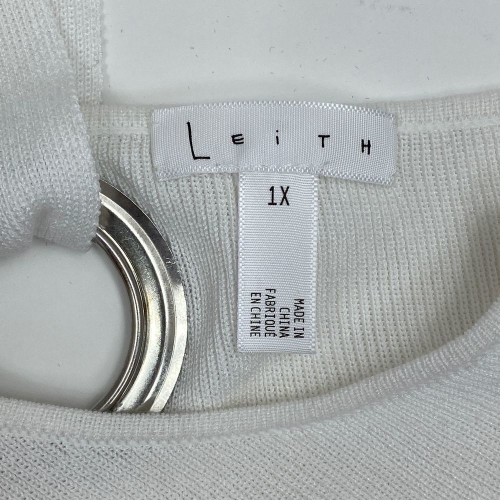 LEITH Grommet Detail White Halter Sweater Tank 1X - Picture 11 of 12